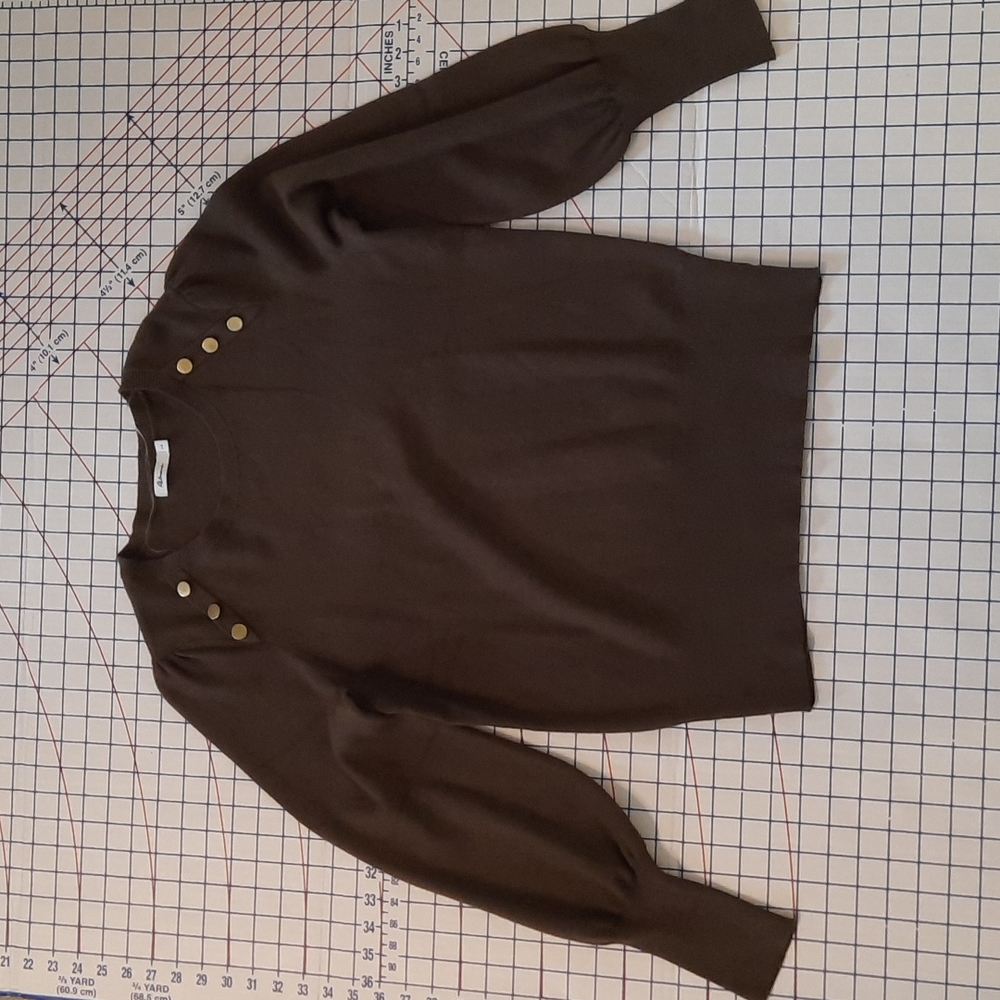 Reitmans Dark Brown/Khaki Military Sweater with Gold Buttons